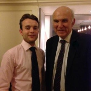 Lib Dem Parliamentary Candidate Josh Mason with Vince Cable MP